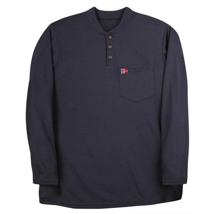 Big Bill FR DW18PD8-NAY Navy Long Sleeve Henley - Fire Retardant Shirts.com