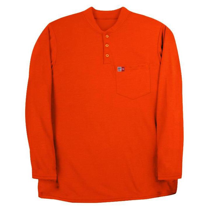 Big Bill FR DW18PD8-ORA Orange Long Sleeve Henley - Fire Retardant Shirts.com