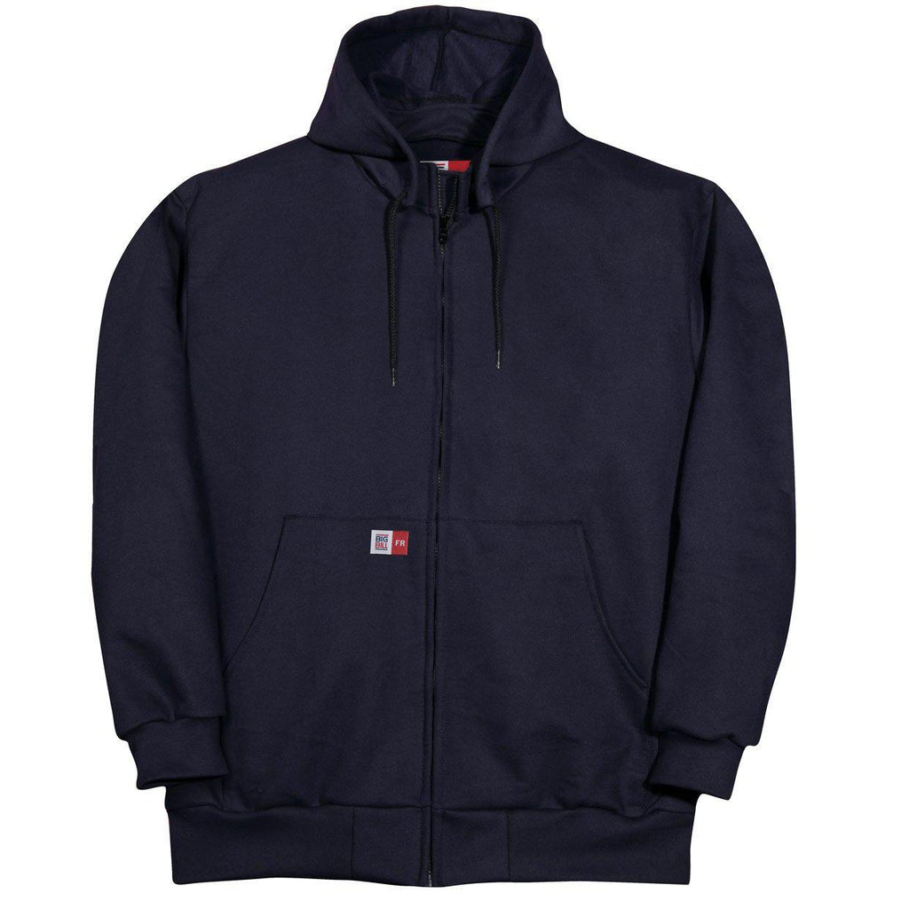 Big Bill FR DW27S11-NAY Navy Front Zip Sweatshirt with Detachable Hood - Fire Retardant Shirts.com