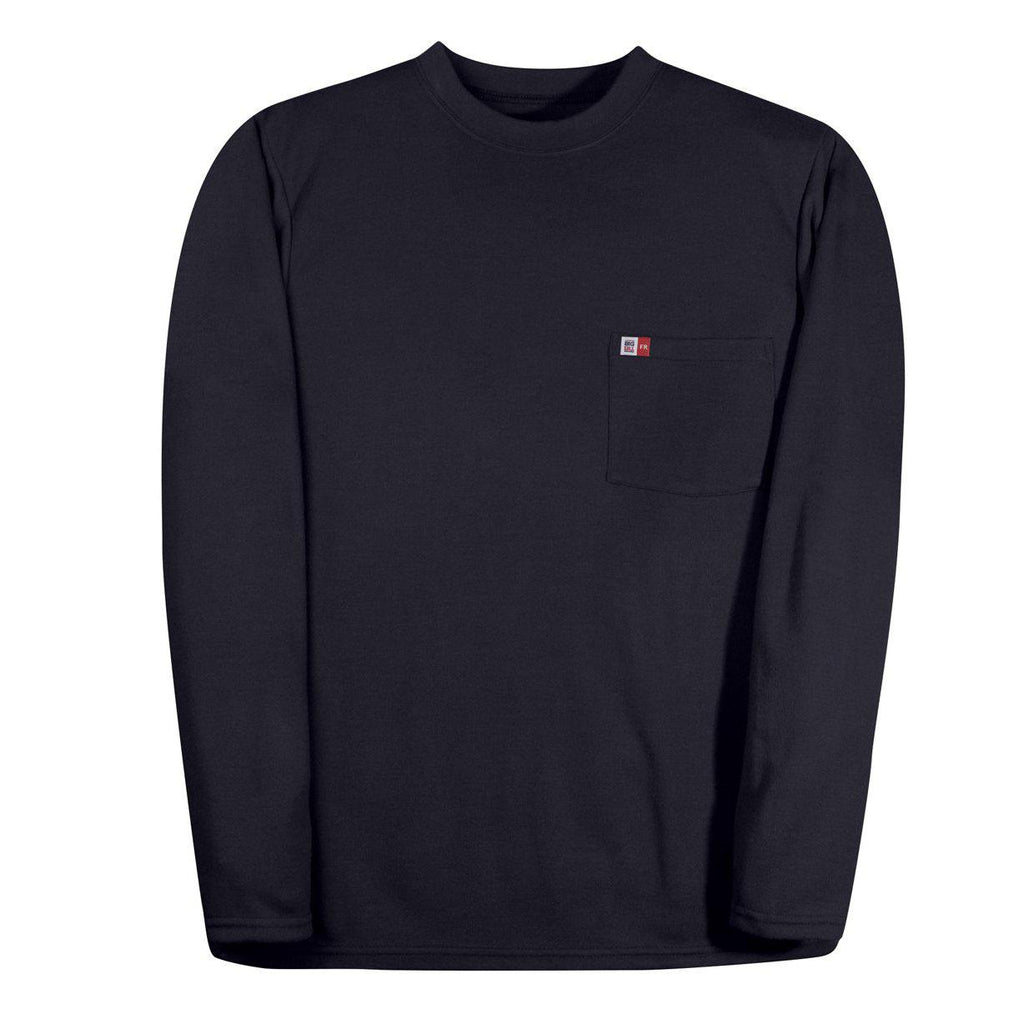 Big Bill FR DW5PD5-NAY Navy Long Sleeve Henley - Fire Retardant Shirts.com