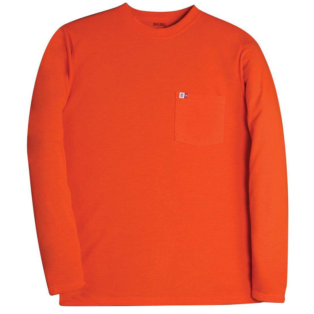 Big Bill FR DW5PD8-ORA Orange Long Sleeve Henley - Fire Retardant Shirts.com