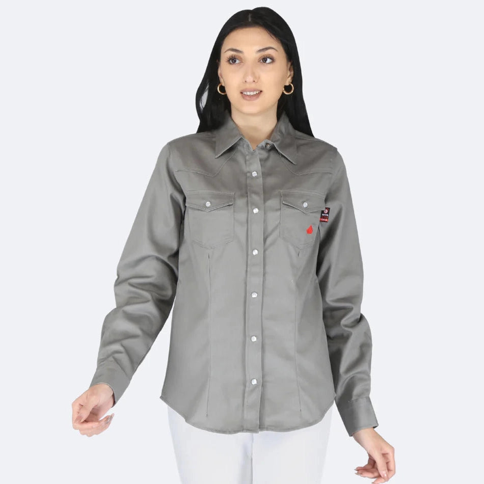 Forge FR LFRSLD STONE - Ladies FR Solid Shirt-Fire Retardant Shirts.com