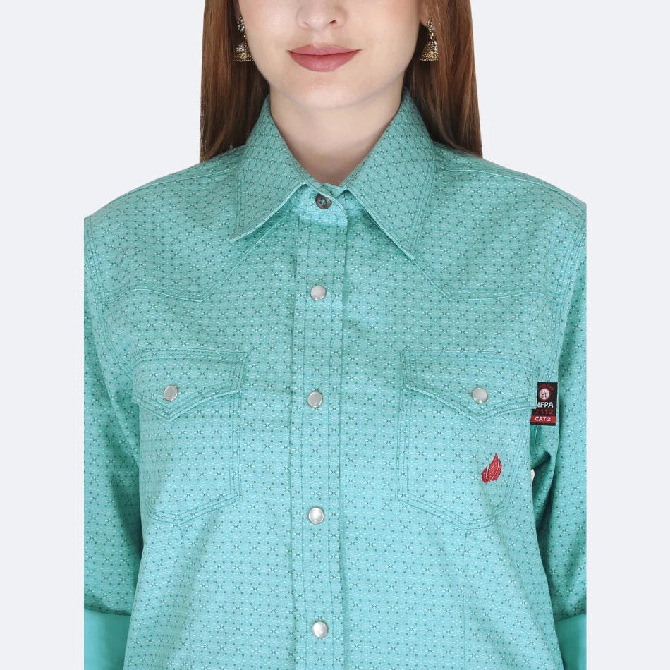 Forge FR LFRPLD222 - Ladies FR Print Shirt - Green 
