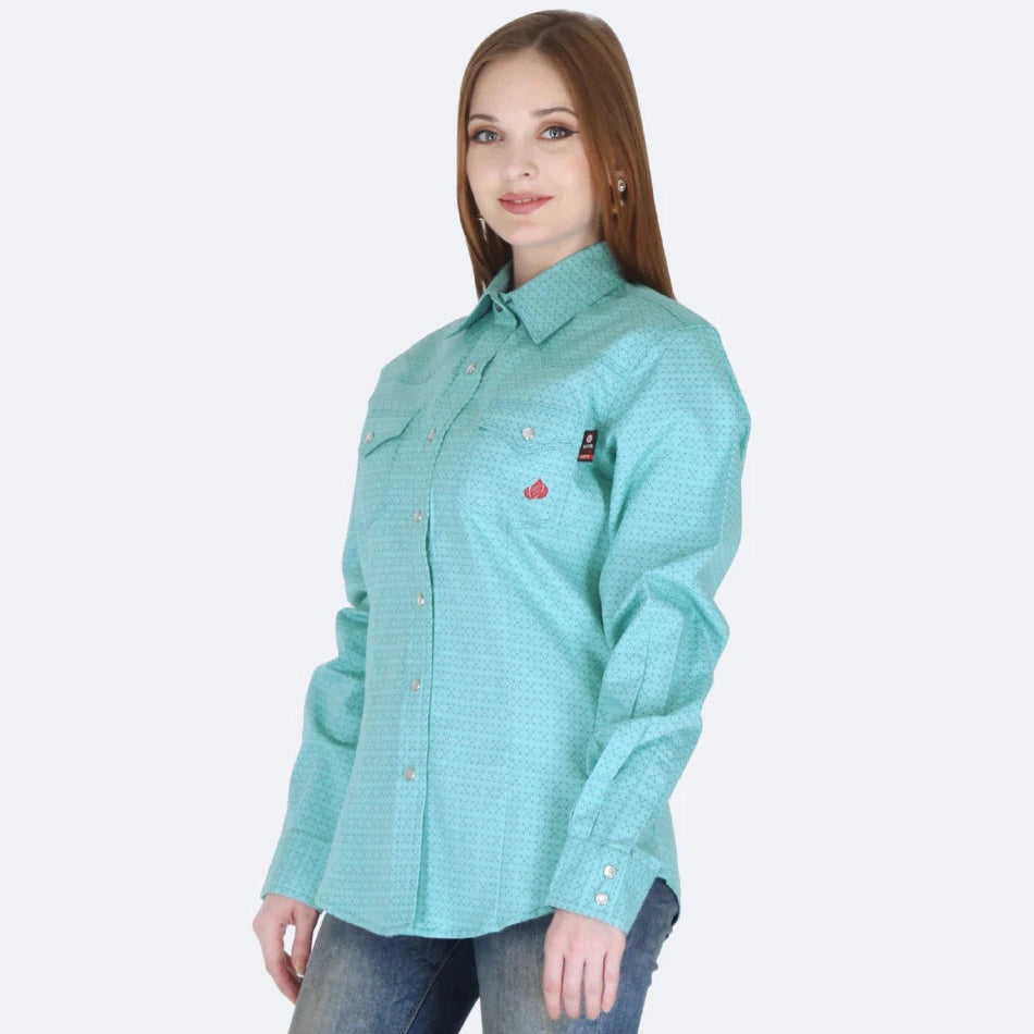 Forge FR LFRPLD222 - Ladies FR Print Shirt - Green 
