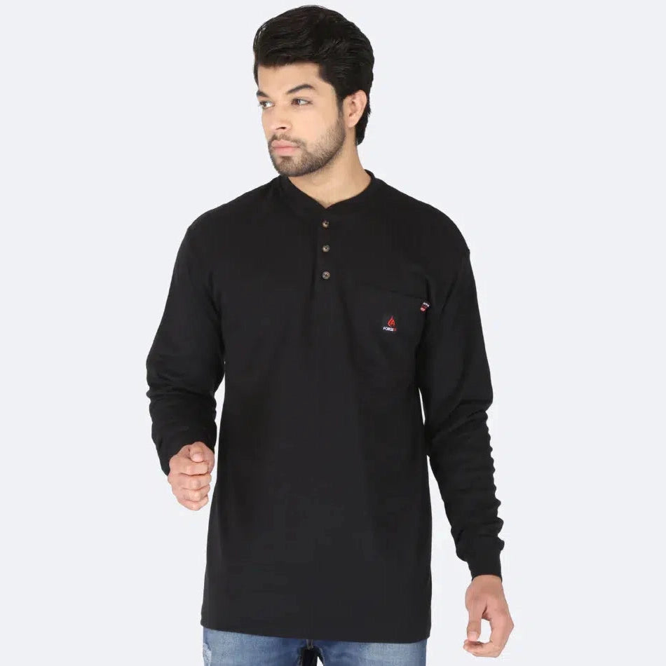 Forge FR MFRHNLY004 Henley Shirts - Black