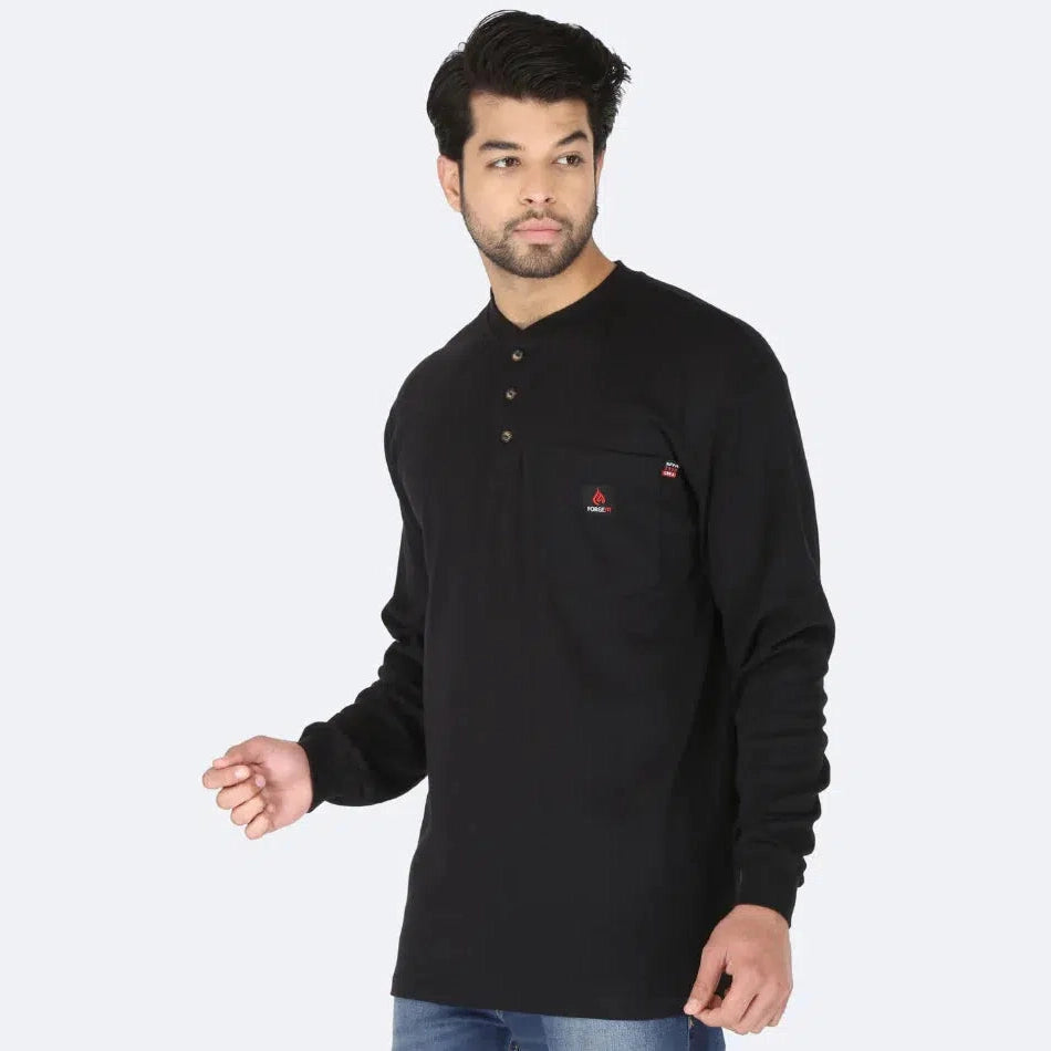 Forge FR MFRHNLY004 Henley Shirts - Black