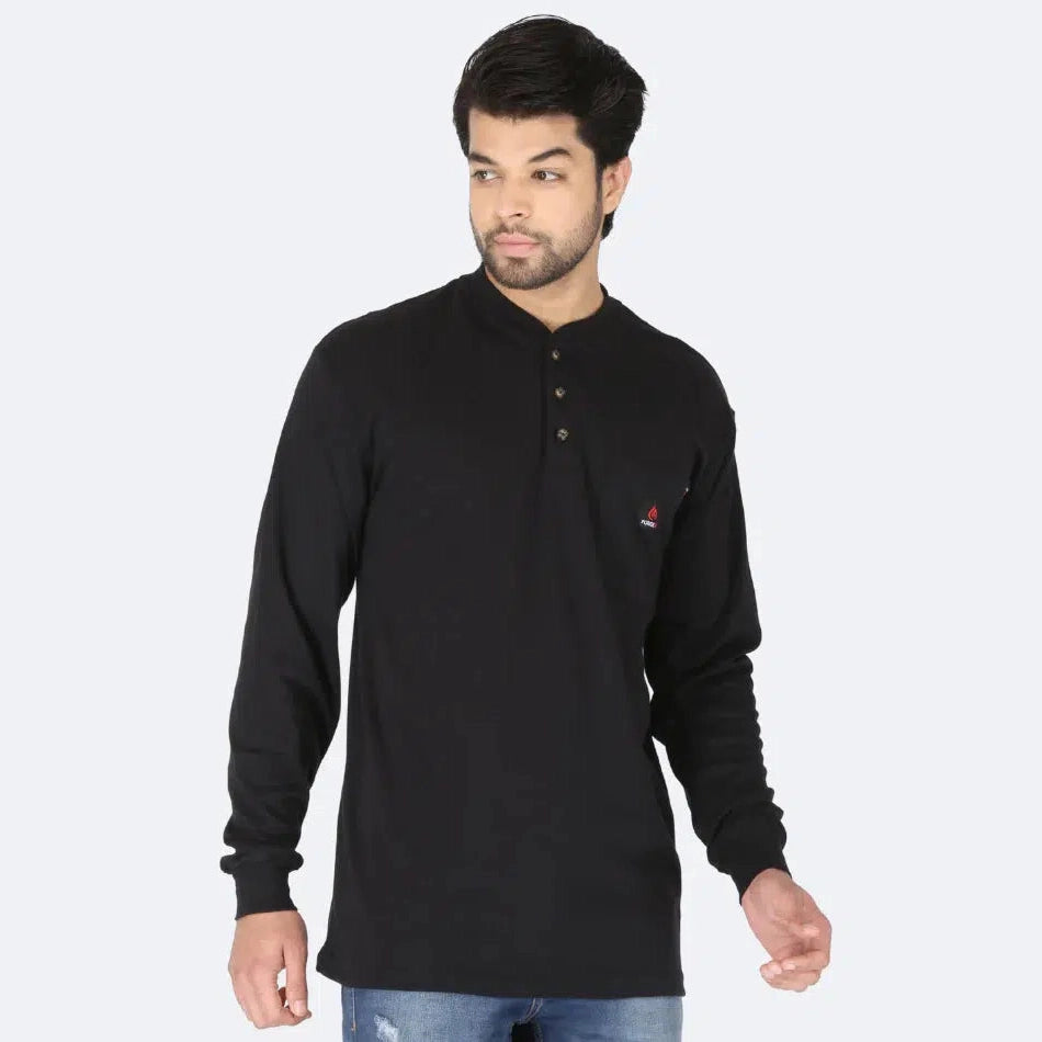 Forge FR MFRHNLY004 Henley Shirts - Black