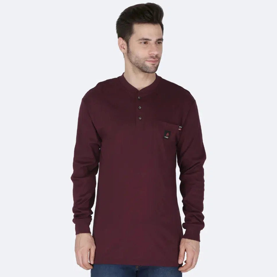 Forge FR MFRHNLY004 Henley Shirts - Burgundy