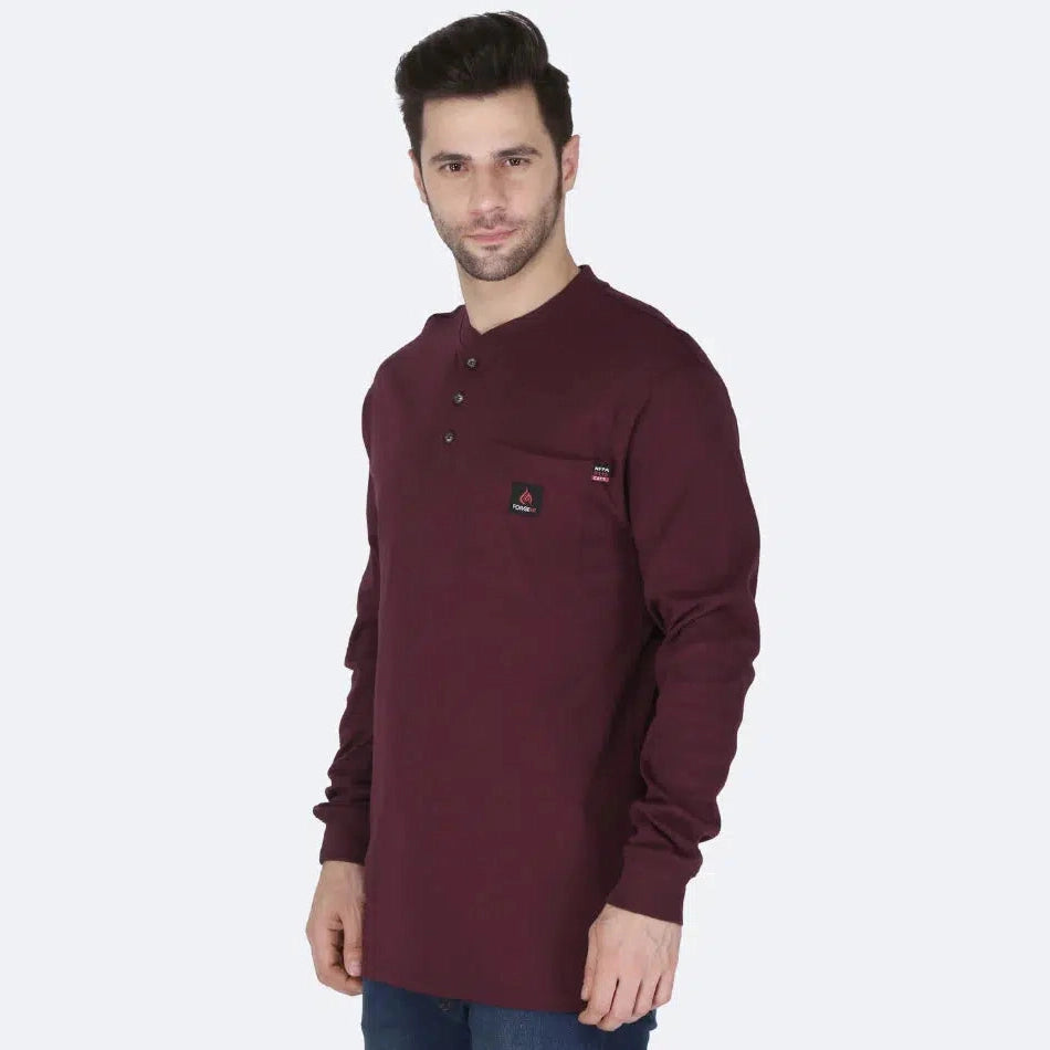 Forge FR MFRHNLY004 Henley Shirts - Burgundy