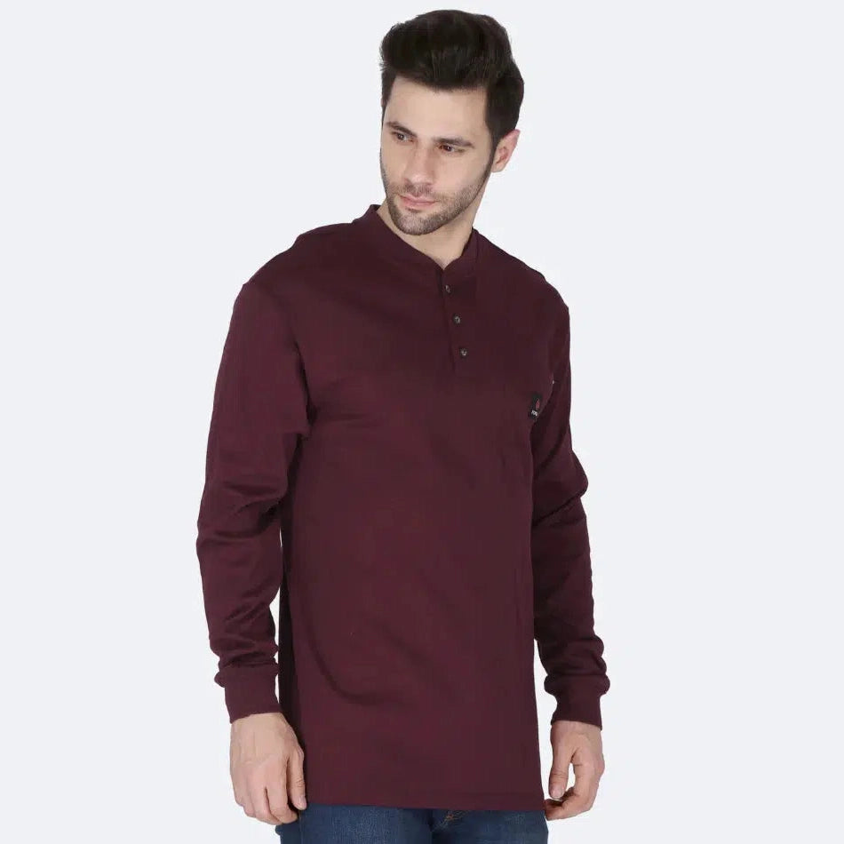 Forge FR MFRHNLY004 Henley Shirts - Burgundy