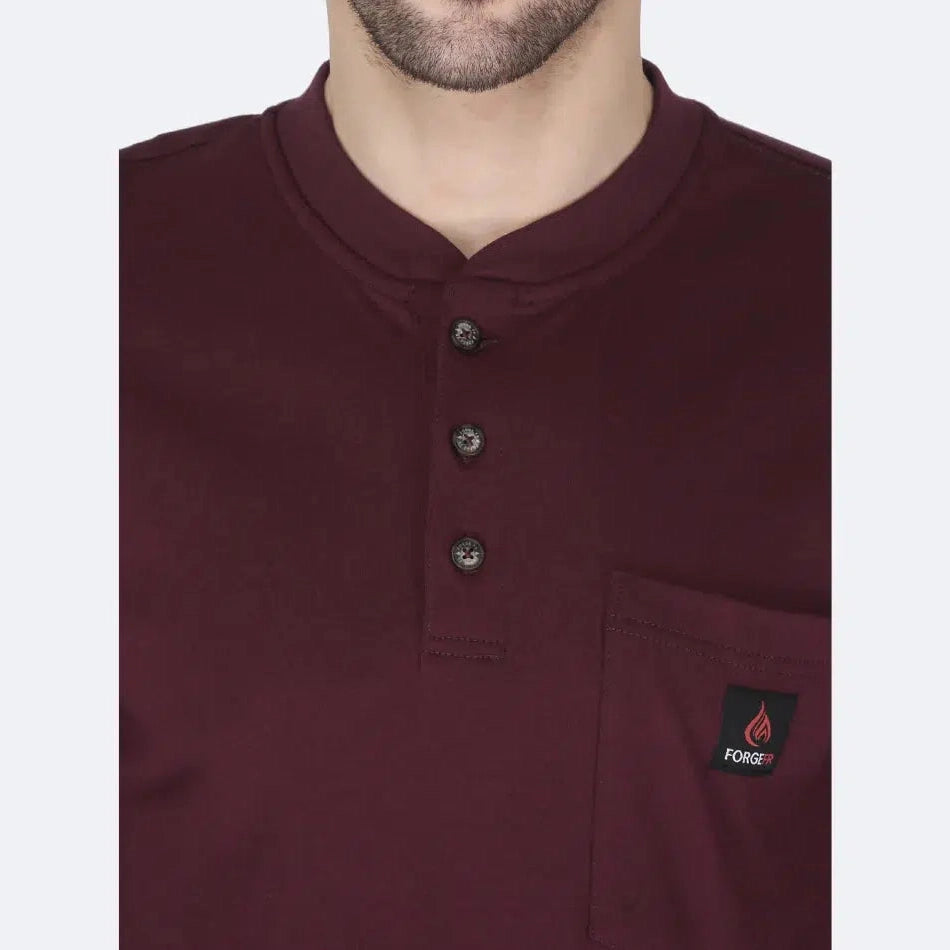 Forge FR MFRHNLY004 Henley Shirts - Burgundy