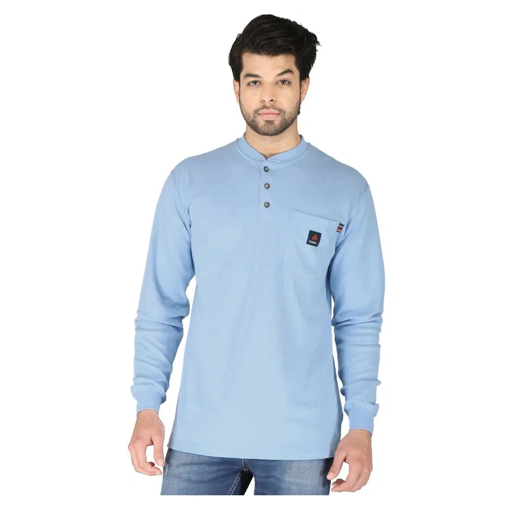 Forge FR MFRHNLY004 Henley Shirts - Light Blue 