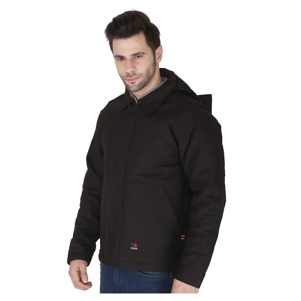 Forge FR MFRIJDH-006 Insulated Duck Hooded Jacket - Black
