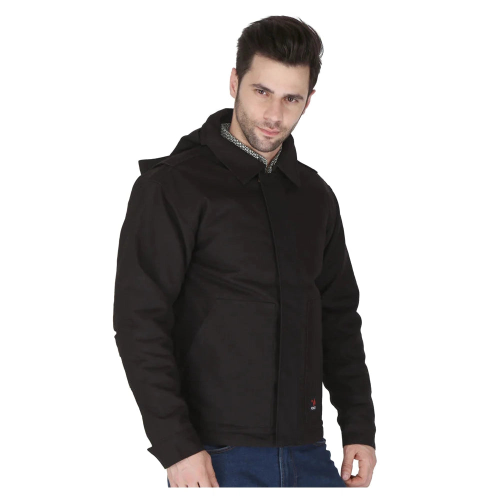 Forge FR MFRIJDH-006 Insulated Duck Hooded Jacket - Black