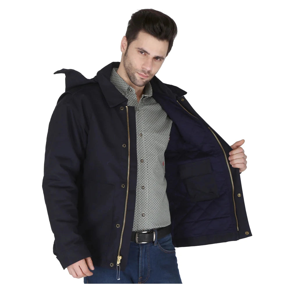 Forge FR MFRIJDH-006 Insulated Duck Hooded Jacket - Navy 