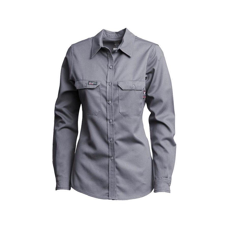 LAPCO FR L-SFRACGY Gray 7oz. Ladies FR Uniform Shirts-Fire Retardant Shirts.com