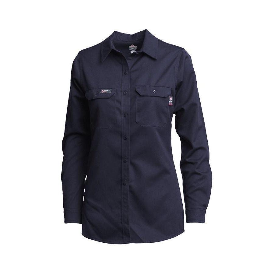 LAPCO FR L-SFRACNY Navy 7oz. Ladies FR Uniform Shirts-Fire Retardant Shirts.com