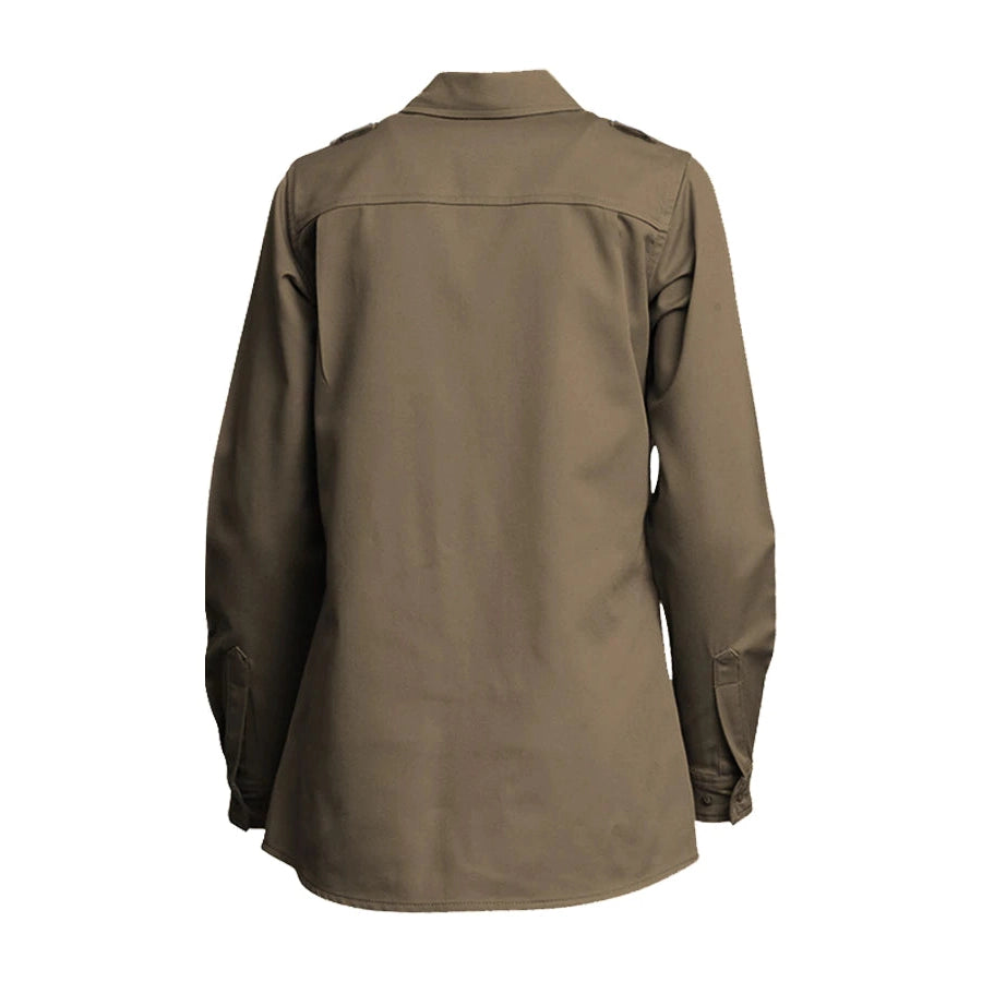 LAPCO FR L-SFRDH6KH Khaki 6.5oz. Ladies FR DH Uniform Shirt-Fire Retardant Shirts.com