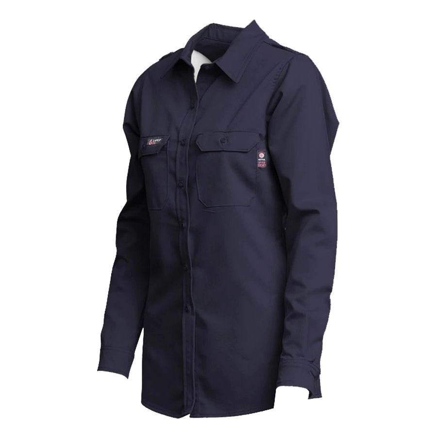 LAPCO FR L-SFRDH6NY Navy 6.5oz. Ladies FR DH Uniform Shirt-Fire Retardant Shirts.com