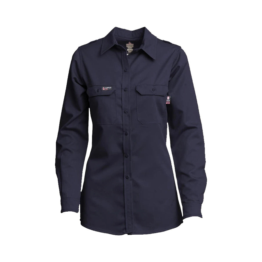 LAPCO FR L-SFRDH6NY Navy 6.5oz. Ladies FR DH Uniform Shirt-Fire Retardant Shirts.com