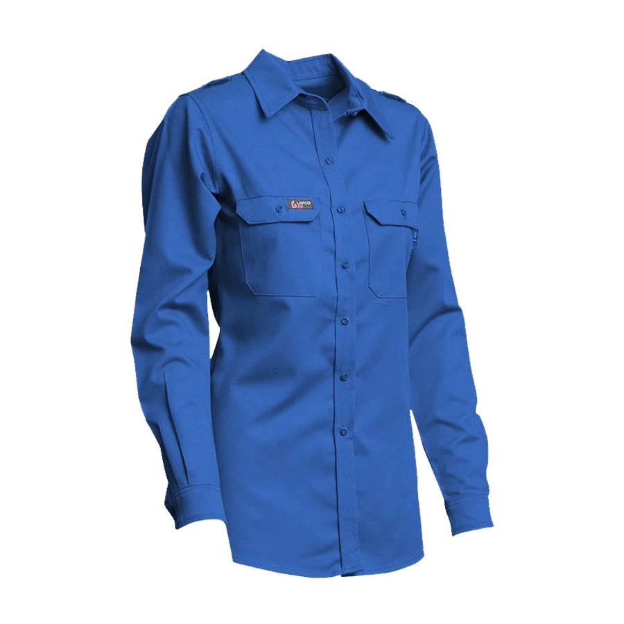 LAPCO FR L-SFRDH6RB Royal 6.5oz. Ladies FR DH Uniform Shirt-Fire Retardant Shirts.com