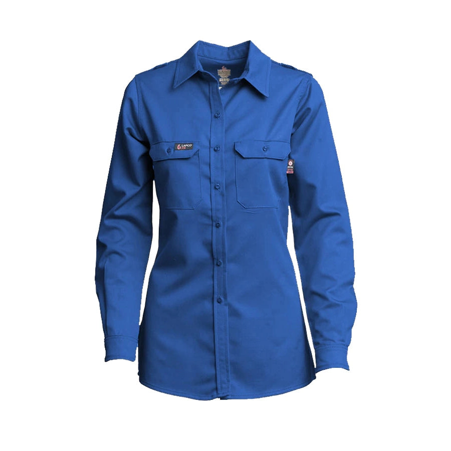LAPCO FR L-SFRDH6RB Royal 6.5oz. Ladies FR DH Uniform Shirt-Fire Retardant Shirts.com
