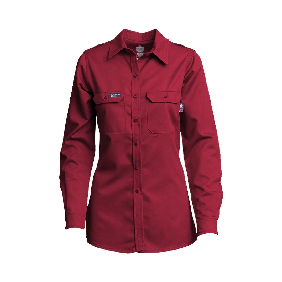 LAPCO FR L-SFRDH6RE Red 6.5oz. Ladies FR DH Uniform Shirt XS / Long / Red LAPCO FR L-SFRDH6RE Red 6.5oz. Ladies FR DH Uniform Shirt XS / Long / Red
