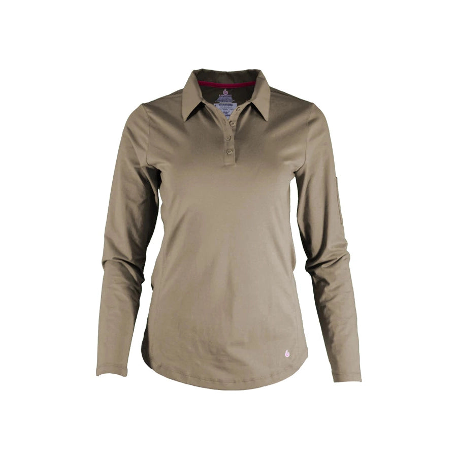LAPCO FR L-SPFR6KH Khaki 6oz. Ladies FR Polo Shirt-Fire Retardant Shirts.com