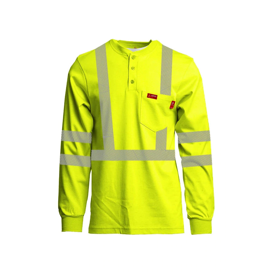 LAPCO FR FRT-HJE HV3 Class 3 7oz. FR Hi-Viz Henley Shirt