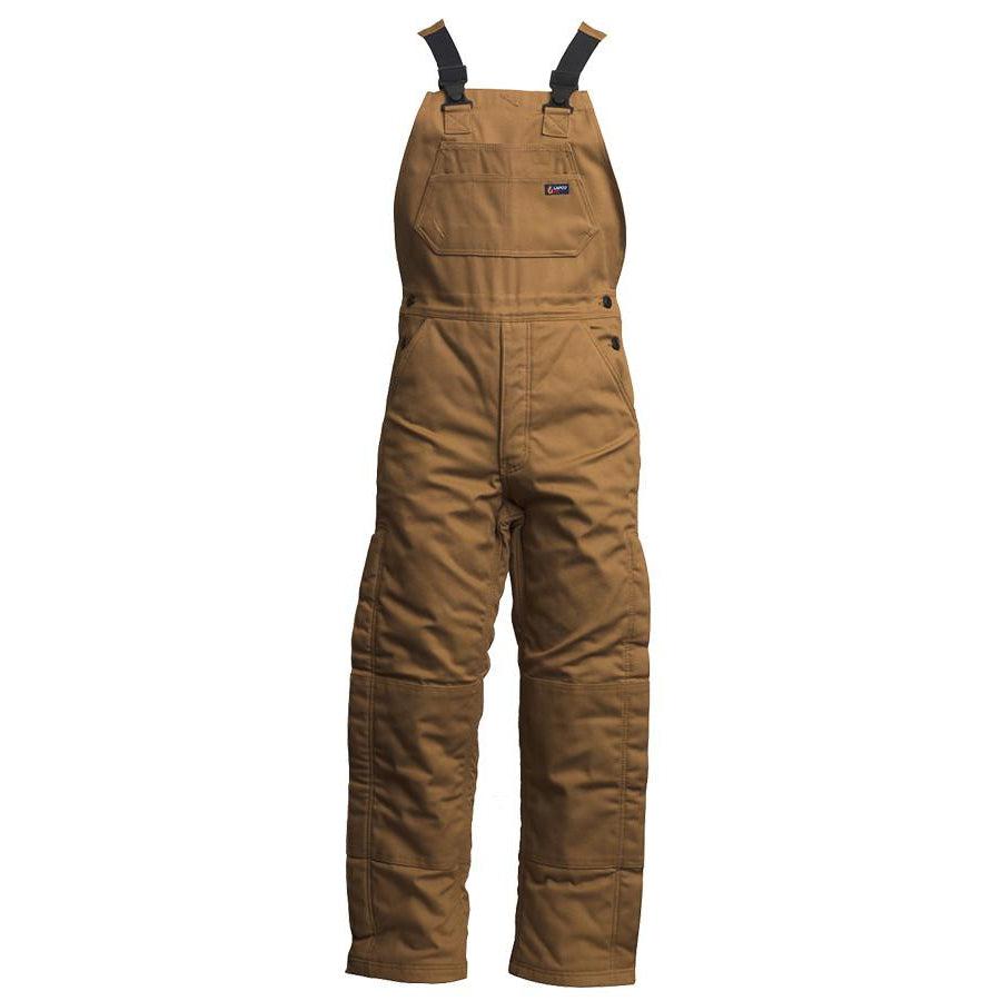 LAPCO FR BIFRWS9BR Brown 9oz. FR Insulated Bib Overall with Windshield Technology