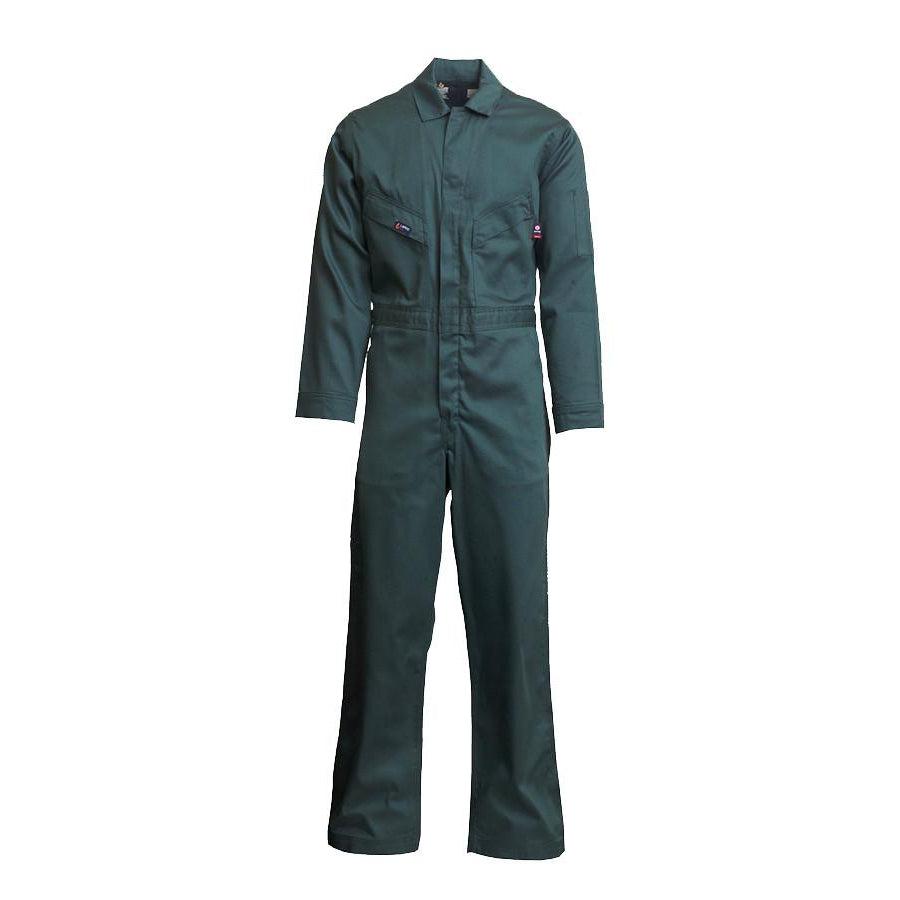 LAPCO FR CVFRD7SG Spruce Green 7oz. FR Deluxe Coveralls Fire