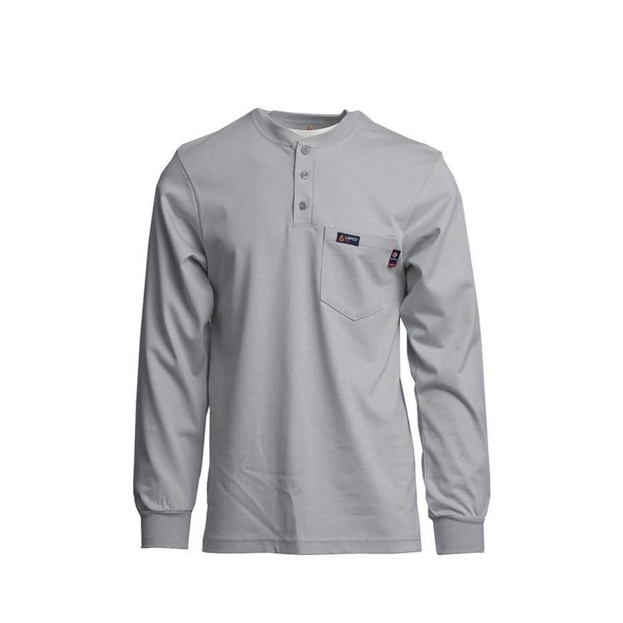 LAPCO FR FRT-HJE-GRY Gray 7oz. FR Henley Tees - Fire Retardant Shirts.com