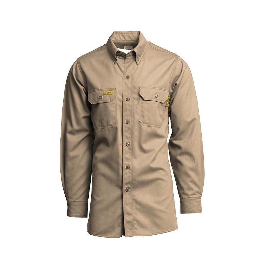 LAPCO FR GOSAC7KH Khaki 7oz. FR Uniform Shirts - Fire Retardant Shirts.com