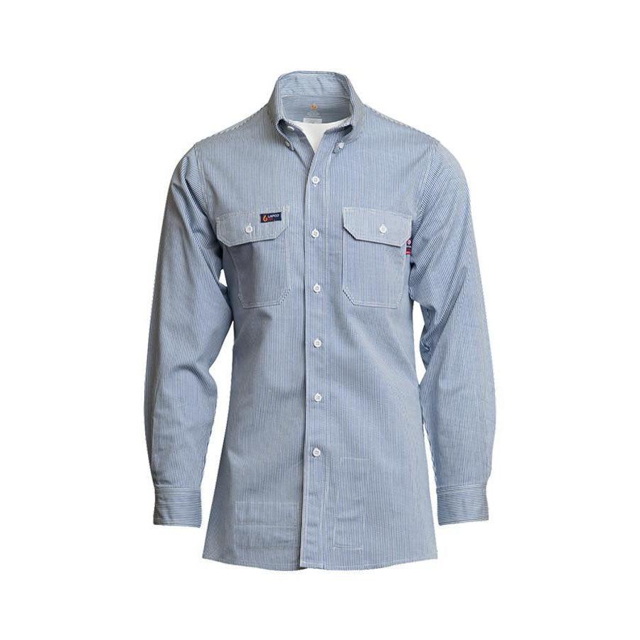 LAPCO FR IBW7 Blue/White 7oz. FR Striped Uniform Shirts - Fire Retardant Shirts.com