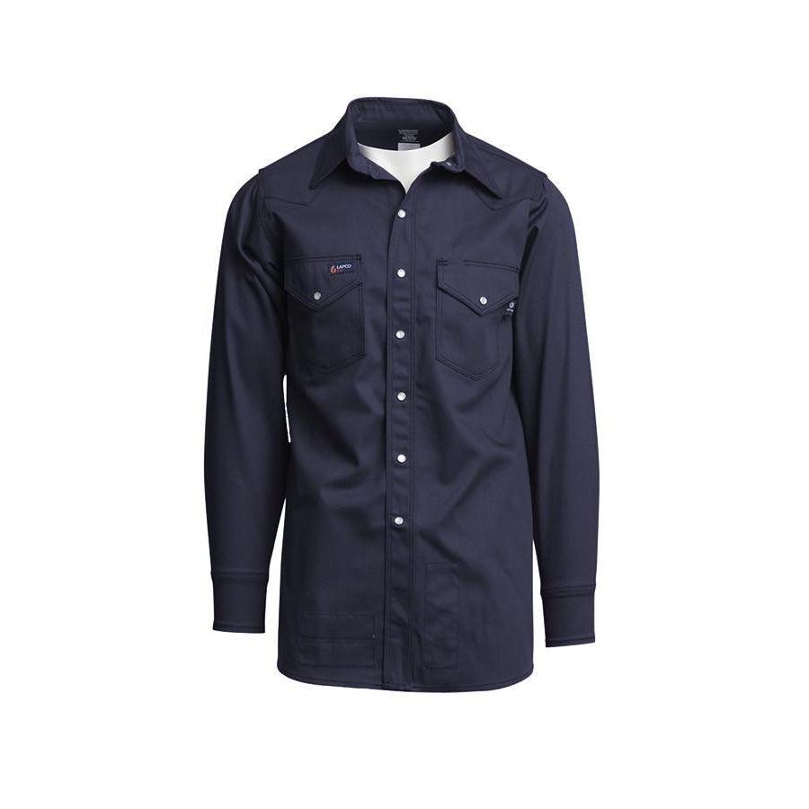 LAPCO FR INV7WS Navy 7oz. FR Western Shirts - Fire Retardant Shirts.com