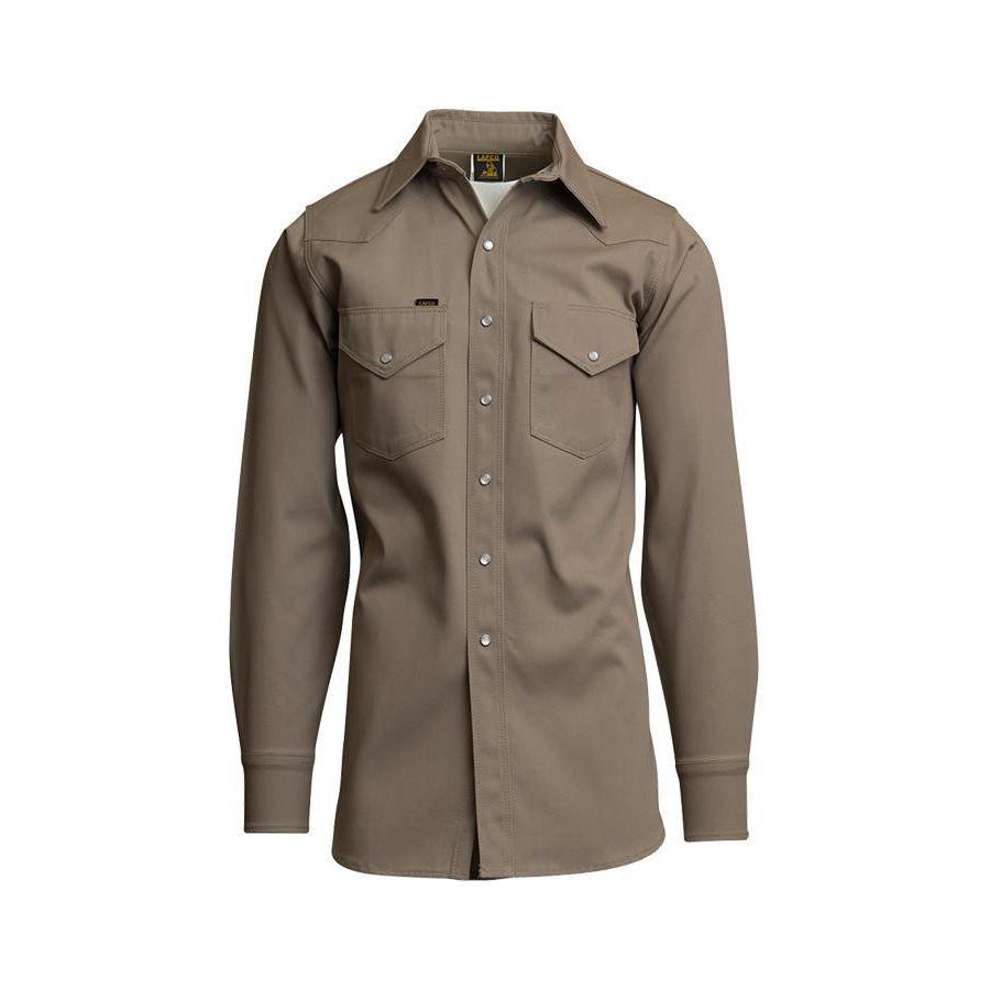 LAPCO FR LS 950 Khaki Non-FR 10oz. Heavy-Duty Welding Shirts - Fire Retardant Shirts.com