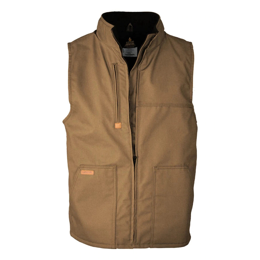 Lapco FR V-FRWS9BN Brown Fleece Lined Vest-Fire Retardant Shirts.com