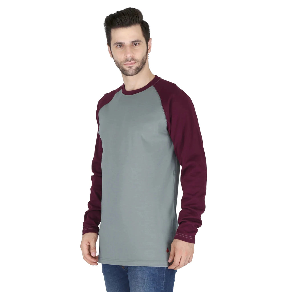 Forge FR MLFRBBT-0021 Baseball Tee - Grey/Burgundy