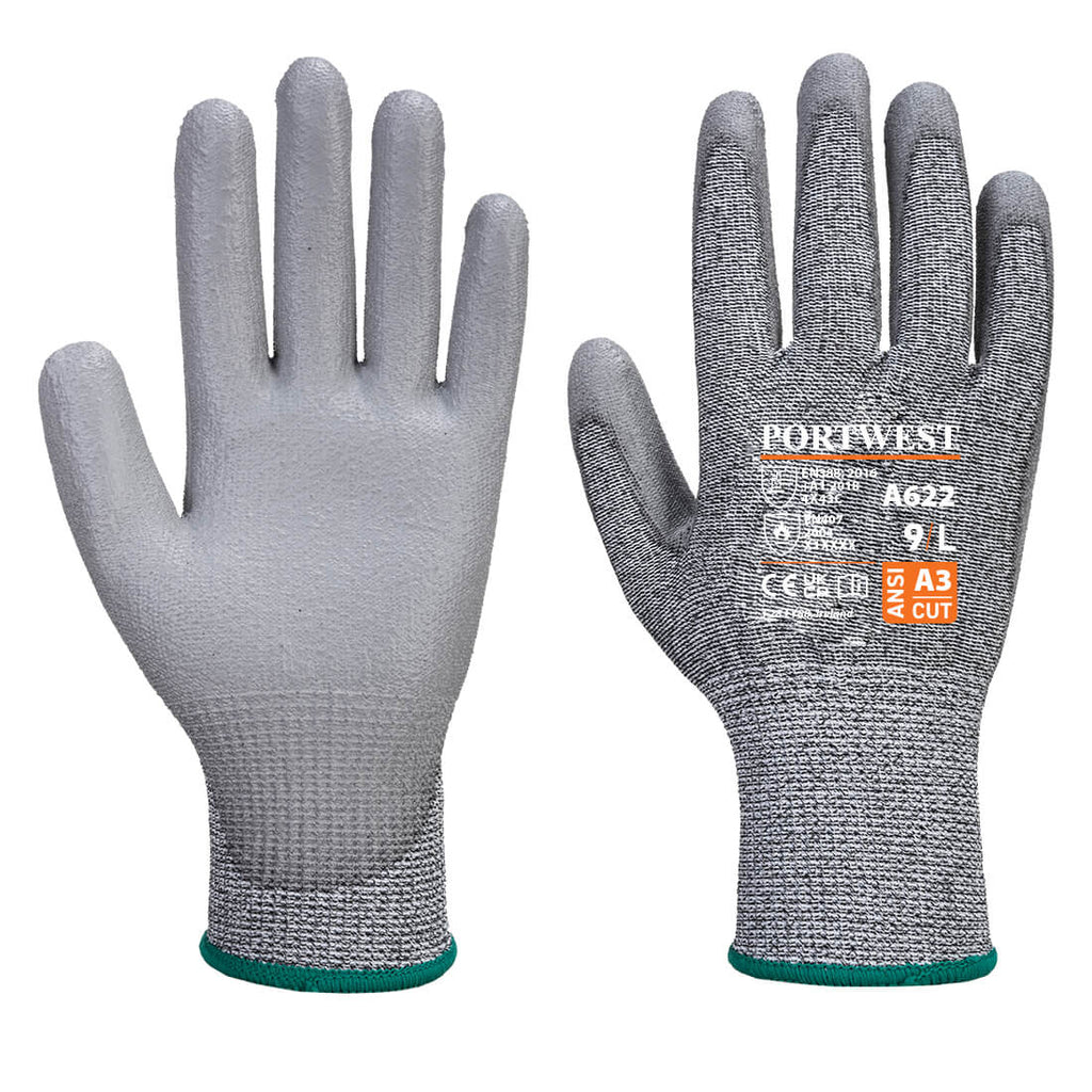 Portwest A622 - MR Cut PU Palm Glove Gray-Fire Retardant Shirts.com