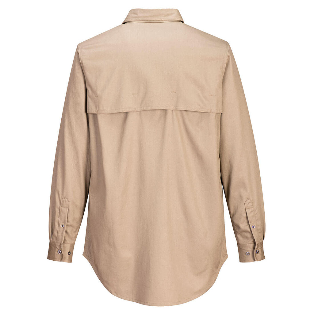 Portwest FR FR705 - Vented FR Shirt Khaki & Navy-Fire Retardant Shirts.com