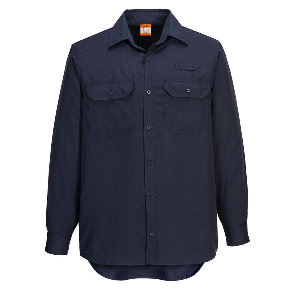 Portwest FR FR705 - Vented FR Shirt Khaki & Navy-Fire Retardant Shirts.com