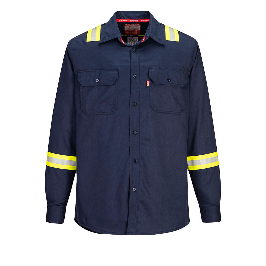Portwest FR FR706 - Bizflame 88/12 FR Taped Shirt Grey, Khaki, & Navy-Fire Retardant Shirts.com