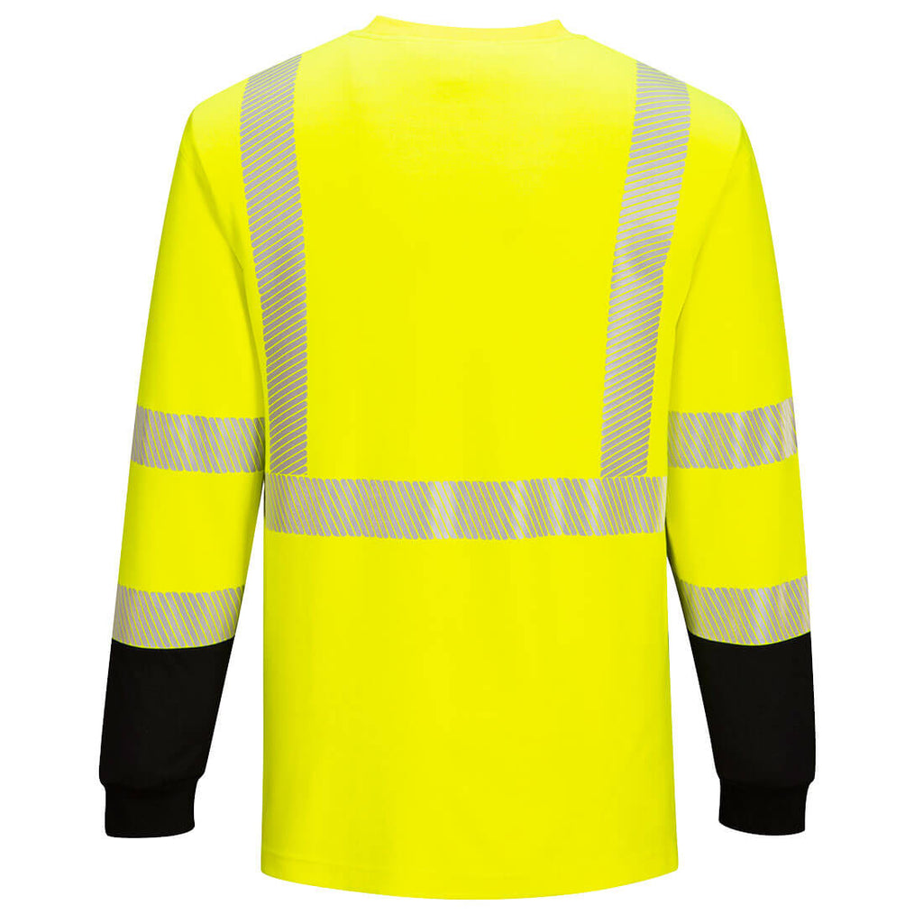 Portwest FR FR709 - FR Hi-Vis 2-Tone Crew Yellow/Black-Fire Retardant Shirts.com