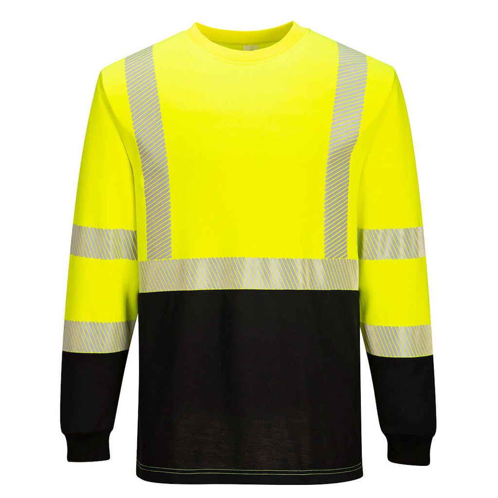 Portwest FR FR709 - FR Hi-Vis 2-Tone Crew Yellow/Black-Fire Retardant Shirts.com