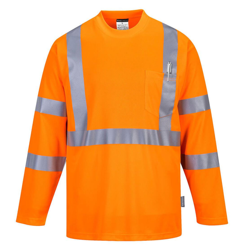 Portwest S191 - Hi-Vis Long Sleeve Pocket T-Shirt-Fire Retardant Shirts.com
