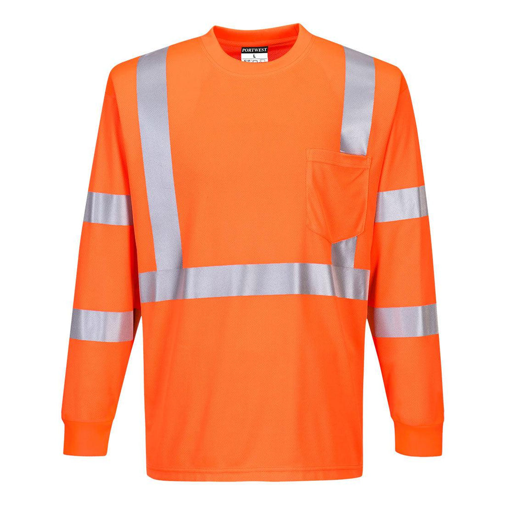 Portwest S192 - Hi-Vis Long Sleeve Ribbed Cuff T-Shirt-Fire Retardant Shirts.com