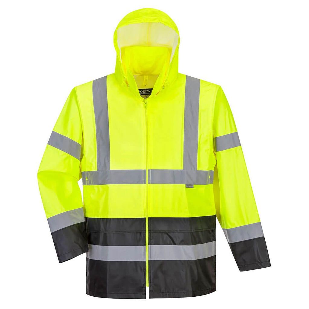Portwest UH443 - Hi-Vis Classic Contrast Rain Jacket Yellow/Black-Fire Retardant Shirts.com