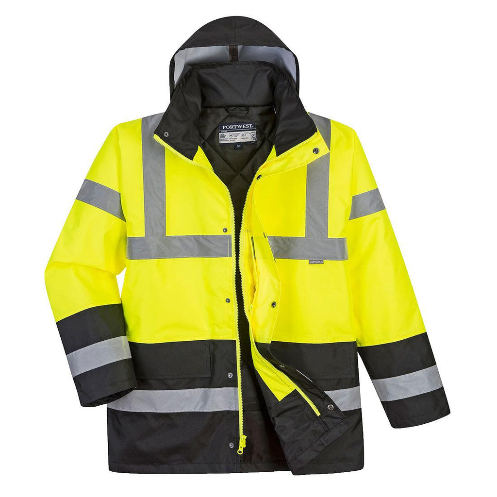 Portwest US466 - Hi-Vis Contrast Traffic Jacket Yellow/Black-Fire Retardant Shirts.com
