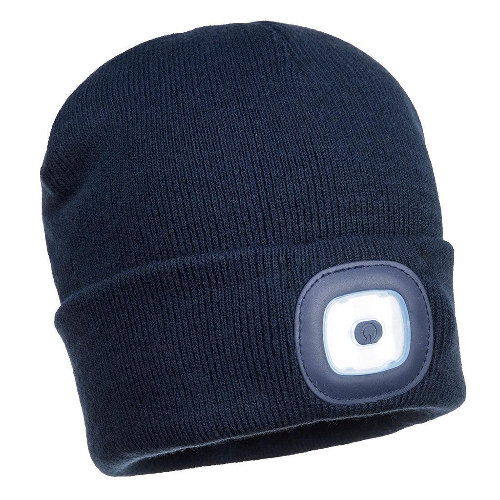 Portwest B029 - Beanie LED Head Light USB Rechargeable Navy
