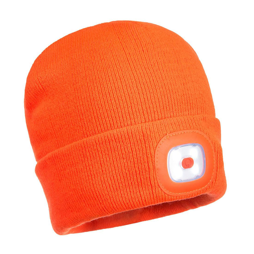 Portwest B029 - Beanie LED Head Light USB Rechargeable Orange